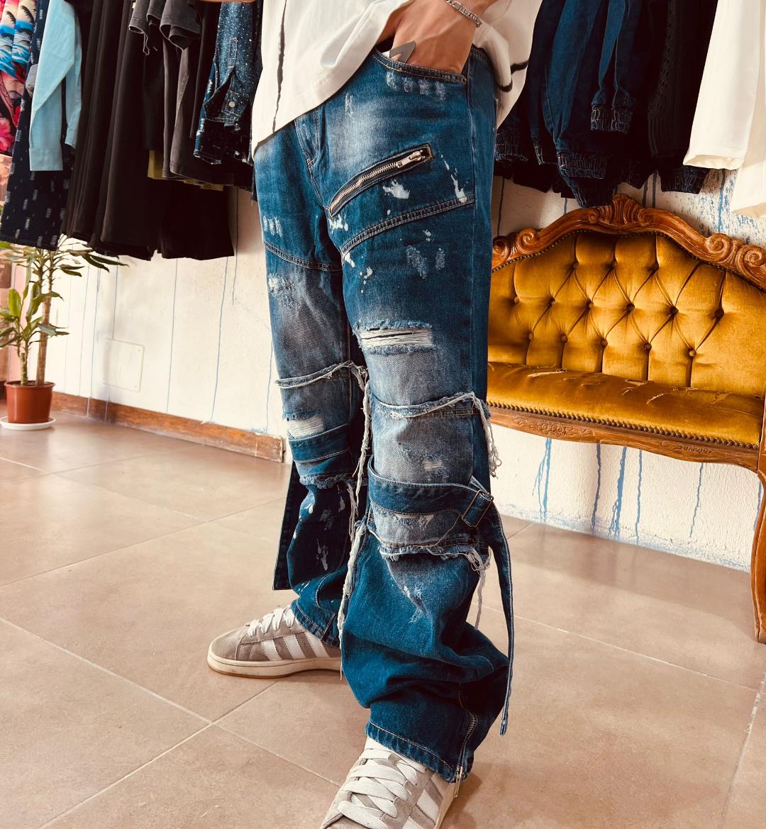 Jeans "Palazzo" effetto consumato